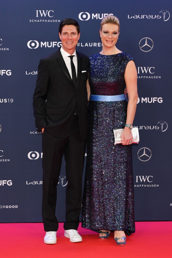 Maria Hoefl-Riesch et Marcus Hoefl lors de la soirée des "Laureus World sports Awards" à Monaco, le 18 février 2019. © Bruno Bebert/Bestimage