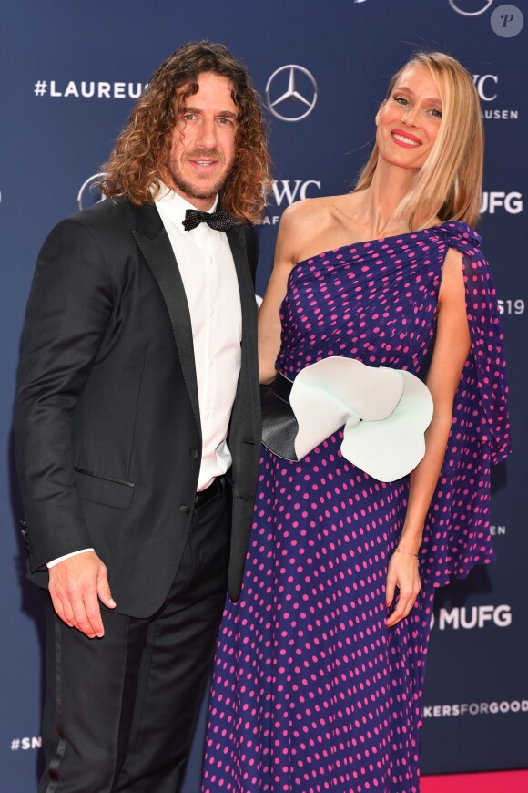 Carlos Puyol et sa femme Vanessa Lorenzo lors de la soirée des "Laureus World sports Awards" à Monaco, le 18 février 2019. © Bruno Bebert/Bestimage