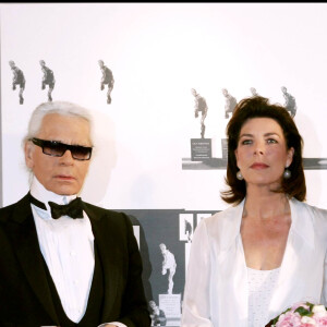 Karl Lagerfeld et Caroline de Hanovre à Monaco. Décembre 2004.