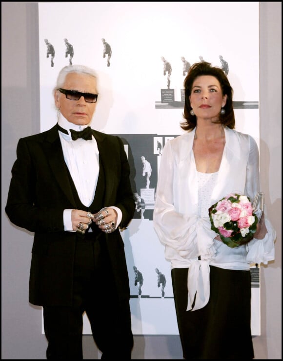 Karl Lagerfeld et Caroline de Hanovre à Monaco. Décembre 2004.