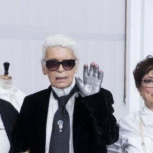 Olivia Douchez, Jacqueline Mercier, le designer Karl Lagerfeld, Josette Peltier, Cécile Ouvrard lors du final du 2ème défilé de mode Haute-Couture automne-hiver 2016/2017 "Chanel" à Paris le 5 Juillet 2016. © Olivier Borde / Bestimage