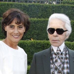Inès de la Fressange et Karl Lagerfeld à Versailles, le 14 mai 2012.