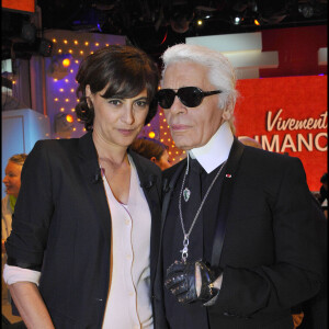 Inès de la Fressange et Karl Lagerfeld sur le plateau de Vivement Dimanche. Mars 2011.