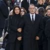 Jean Reno et sa femme Zofia - Arrivées des personnalités en l'église de La Madeleine pour les obsèques de Johnny Hallyday à Paris. Le 9 décembre 2017.