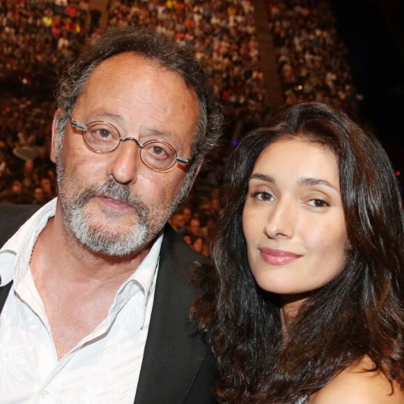 Exclusif - Jean Reno et sa femme Zofia - People au concert de Johnny Hallyday au POPB de Bercy a Paris - Jour 2. Le 15 juin 2013.