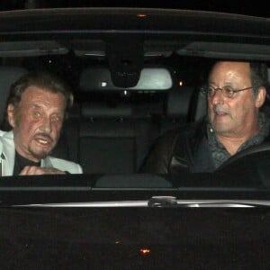 Johnny Hallyday et Jean Reno ont dine chez Madeo a West Hollywood, le 18 fevrier 2013.