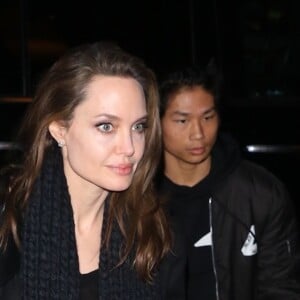 Exclusif - Angelina Jolie est allée faire du shopping avec ses enfants Pax, Sahara, Vivienne, Knox et Shiloh au magasin de sports KITH à New York, 22 février 2019