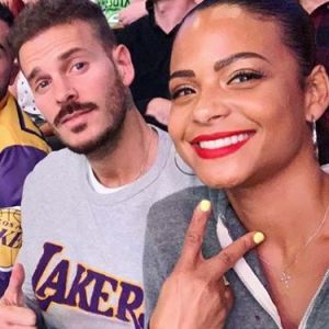 M. Pokora et Christina Milian au Staples Center de Los Angeles pour un match des Lakers le 7 novembre 2018.