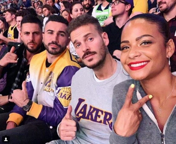 M. Pokora et Christina Milian au Staples Center de Los Angeles pour un match des Lakers le 7 novembre 2018.