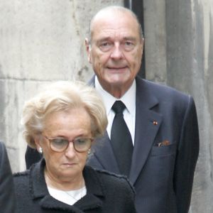 Jacques et Bernadette Chirac - Obsèques de Claude pompidou en l'église Saint-Louis, à Paris, le 6 juillet 2007.