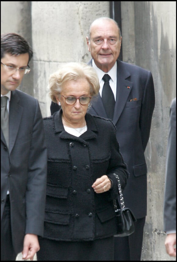 Jacques et Bernadette Chirac - Obsèques de Claude pompidou en l'église Saint-Louis, à Paris, le 6 juillet 2007.