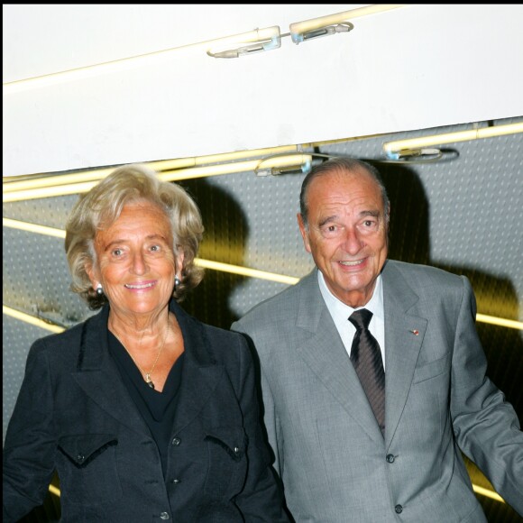 Bernadette et Jacques Chirac - Soirée de gala au profit de la fondation Pompidou l'hôtel Four Seasons George V le 5 septembre 2006.