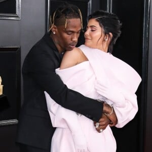 Travis Scott et sa compagne Kylie Jenner - Les célébrités posent lors du photocall de la soirée des GRAMMY Awards au Staples Center de Los Angeles le 10 février, 2019