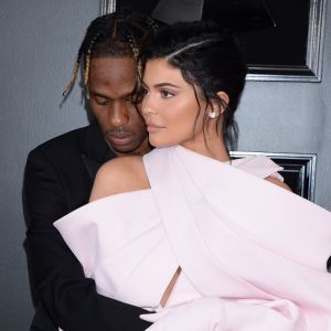 Travis Scott et sa compagne Kylie Jenner - Les célébrités arrivent à la 61ème soirée annuelle des GRAMMY Awards à Los Angeles, le 10 février 2019