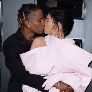 Travis Scott et sa compagne Kylie Jenner - Les célébrités arrivent à la 61ème soirée annuelle des GRAMMY Awards à Los Angeles, le 10 février 2019