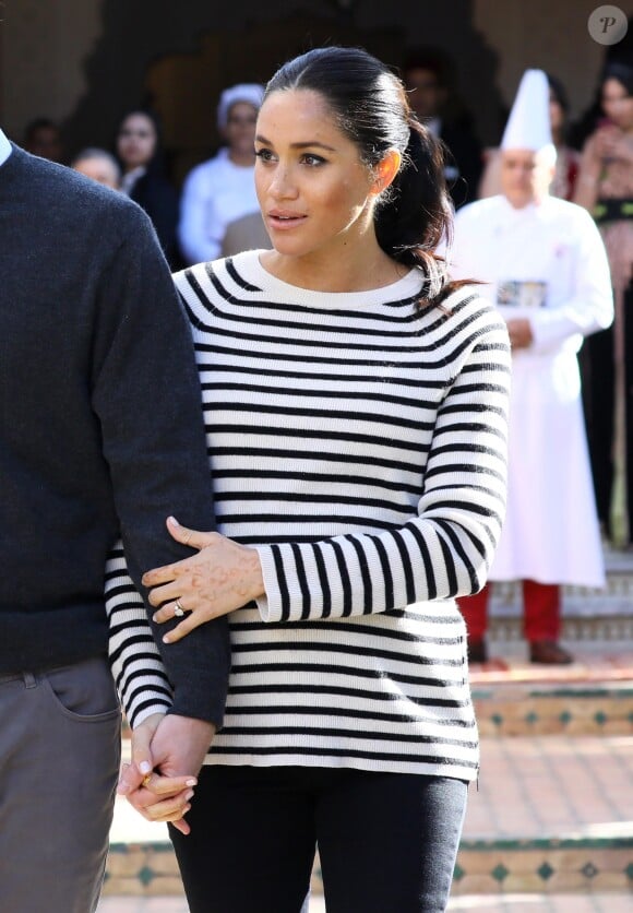 Meghan Markle (enceinte), duchesse de Sussex en visite à la Villa des Ambassadeurs à Rabat lors de leur voyage officiel au Maroc. Le 25 février 2019