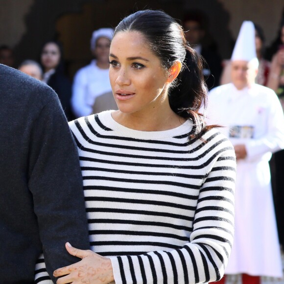 Meghan Markle (enceinte), duchesse de Sussex en visite à la Villa des Ambassadeurs à Rabat lors de leur voyage officiel au Maroc. Le 25 février 2019