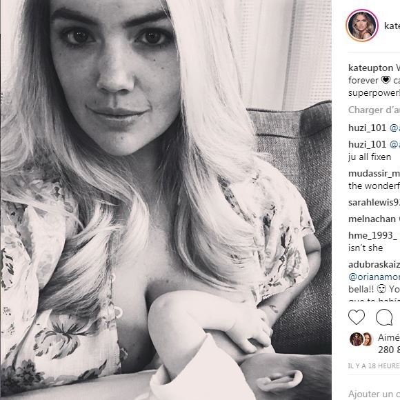 Kate Upton se montre en train d'allaiter sa fille Genevieve à l'occasion de la journée internationale des droits des femmes. Instagram, le 8 mars 2019.