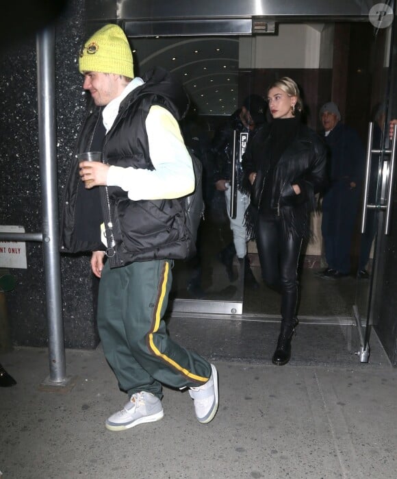 Justin Bieber et sa femme Hailey Baldwin Bieber se promènent à New York, le 28 février 2019