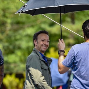 Exclusif - Stéphane Bern - Tournage du téléfilm "Meurtres en Lorraine" avec la participation de Stéphane Bern au Plan incliné de Saint-Louis-Arzviller le 23 juillet 2018. © Pierre Perusseau / Bestimage