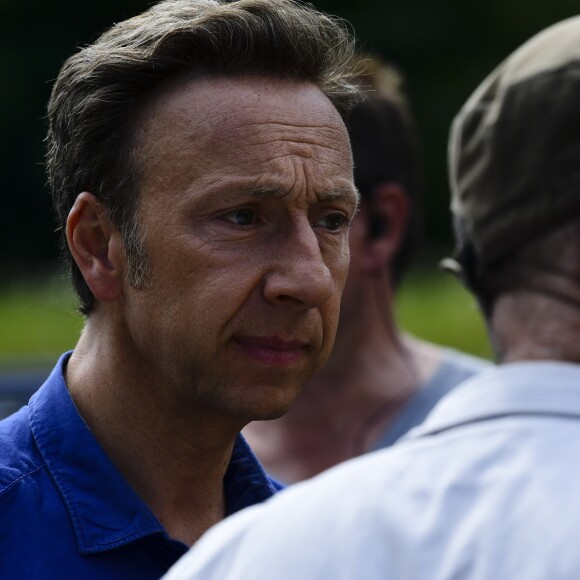 Exclusif -Stéphane Bern - Tournage du téléfilm "Meurtres en Lorraine" avec la participation de Stéphane Bern au Plan incliné de Saint-Louis-Arzviller le 23 juillet 2018. © Pierre Perusseau / Bestimage