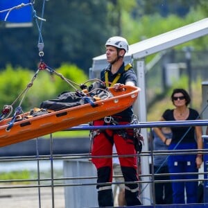 Exclusif -Tournage du téléfilm "Meurtres en Lorraine" avec la participation de Stéphane Bern au Plan incliné de Saint-Louis-Arzviller le 23 juillet 2018.  © Pierre Perusseau / Bestimage