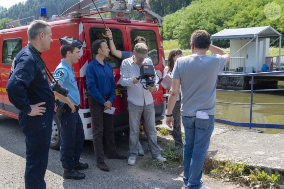 Exclusif - Stéphane Bern - Tournage du téléfilm "Meurtres en Lorraine" avec la participation de Stéphane Bern au Plan incliné de Saint-Louis-Arzviller le 23 juillet 2018.© Pierre Perusseau / Bestimage