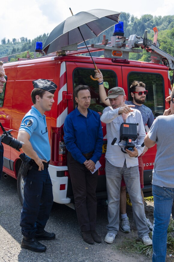 Exclusif - Stéphane Bern - Tournage du téléfilm "Meurtres en Lorraine" avec la participation de Stéphane Bern au Plan incliné de Saint-Louis-Arzviller le 23 juillet 2018. © Pierre Perusseau / Bestimage
