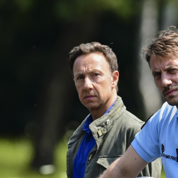 Exclusif -  Stéphane Bern et Joffrey Platel - Tournage du téléfilm "Meurtres en Lorraine" avec la participation de Stéphane Bern au Plan incliné de Saint-Louis-Arzviller le 23 juillet 2018.© Pierre Perusseau / Bestimage