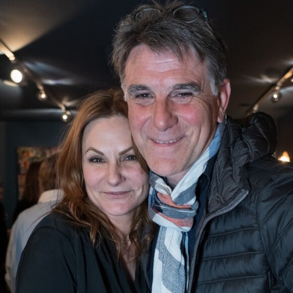 Exclusif - Anne Mondy et l'animateur Tex -Vernissage de l'exposition "Papertorn" de A.Mondy au MonParis! à Paris, France. Le 11 mars 2019. © Denis Sinoussi via Bestimage