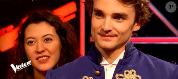 Adrien dans "The Voice 8" sur TF1, le 16 mars 2019.