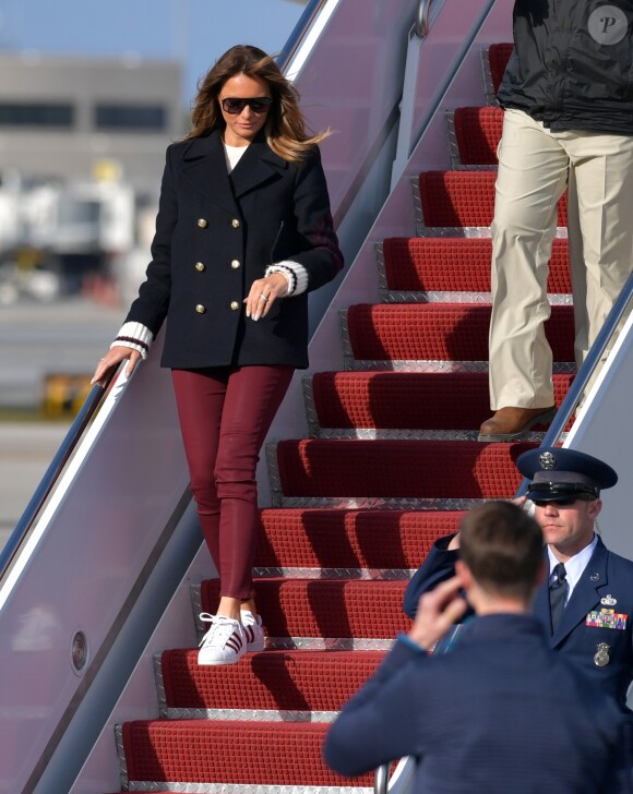 Melania Trump et Donald Trump arrivent à Palm Beach en Floride, le 8 mars 2019.