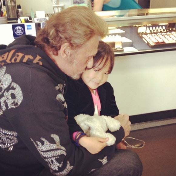 Johnny Hallyday avec sa fille Joy sur Instagram, le 13 avril 2013.