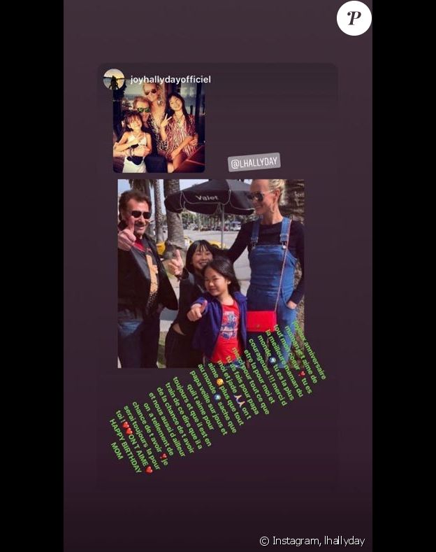 Laeticia Hallyday a republié le message que sa fille Joy lui a adressé sur sa page Instagram pour ses 44 ans. Le 18 mars 2019.