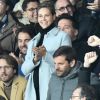 Ophelie Meunier et son mari Mathieu Vergne dans les tribunes du parc des Princes lors du match de football de ligue 1, opposant le Paris Saint-Germain (PSG) contre l'Olympique de Marseille (OM) à Paris, France, le 17 mars 2019. Le PSG a gagné 3-1.