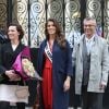Iris Mittenaere (Miss Univers) et ses parents Yves Mittenaere et Laurence Druart au Palais de l'Elysée pour rencontrer le Président de la République François Hollande et visiter l'Elysée à Paris, le 18 mars 2017.