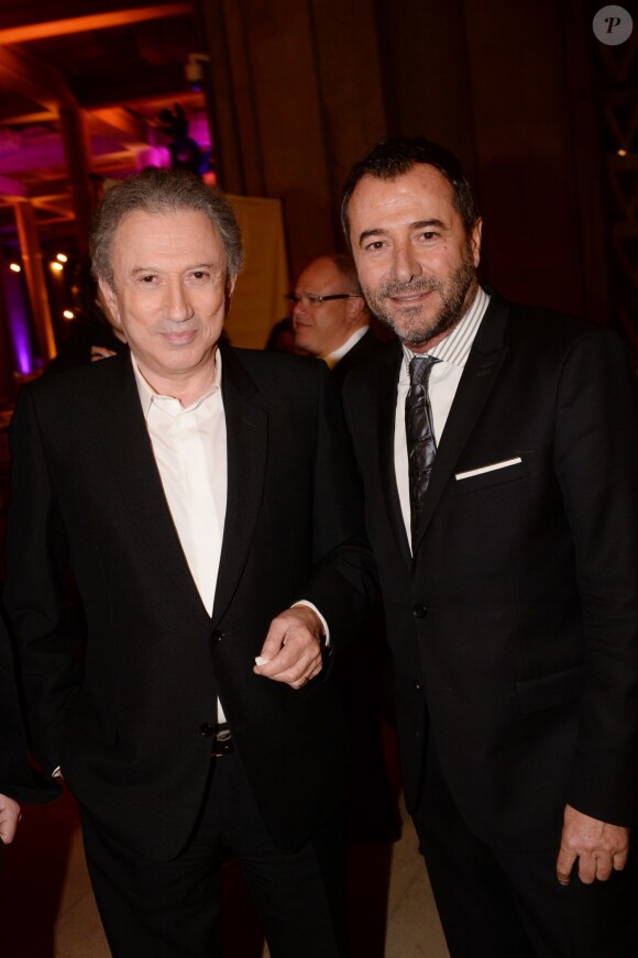Exclusif - Michel Drucker et Bernard Montiel à la 9e édition du gala de l'association "Sauveteurs Sans Frontières" au palais d'Iena à Paris le 25 mars 2019. Pour la cause, A. Abitan et F. Berleand ont mis en vente leur veste respective. "Sauveteurs Sans Frontières" est une association fondée en 2000 qui a pour mission de porter assistance à des personnes en danger dans le monde entier. Son credo : "Qui sauve une vie, sauve l'humanité".