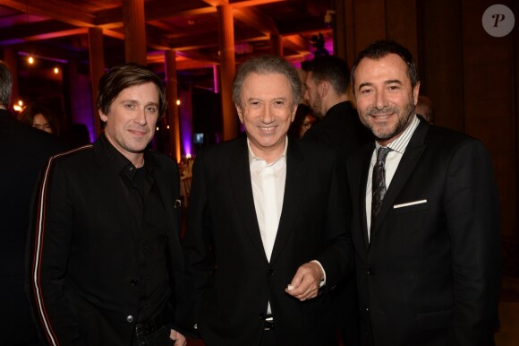 Exclusif - Thomas Dutronc, Michel Drucker et Bernard Montiel à la 9e édition du gala de l'association "Sauveteurs Sans Frontières" au palais d'Iena à Paris le 25 mars 2019. Pour la cause, A. Abitan et F. Berleand ont mis en vente leur veste respective. "Sauveteurs Sans Frontières" est une association fondée en 2000 qui a pour mission de porter assistance à des personnes en danger dans le monde entier. Son credo : "Qui sauve une vie, sauve l'humanité".
