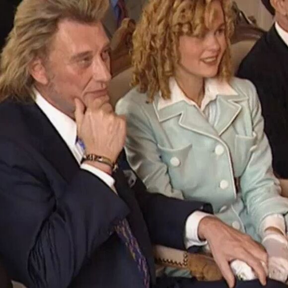 Mariage de Johnny et Laeticia Hallyday célébré le 25 mars 1996 à Neuilly-sur-Seine par Nicolas Sarkozy. Images diffusées dans le documentaire "Johnny - Laeticia, à la vie à la mort" proposé le 11 juin 2018 par BFMTV.
