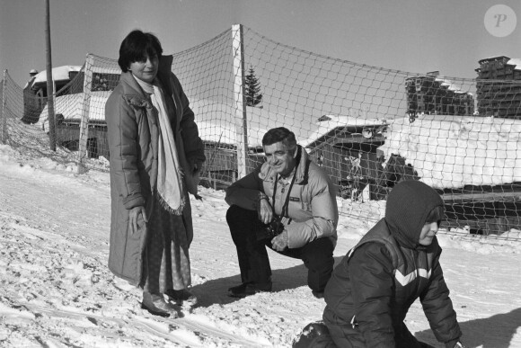 En France, à Avoriaz, rendez-vous Jacques Demy, sa femme Agnès Varda et leur fils Mathieu lors du 10ème Festival d'Avoriaz Le 20 janvier 1982 © Alain Canu via Bestimage