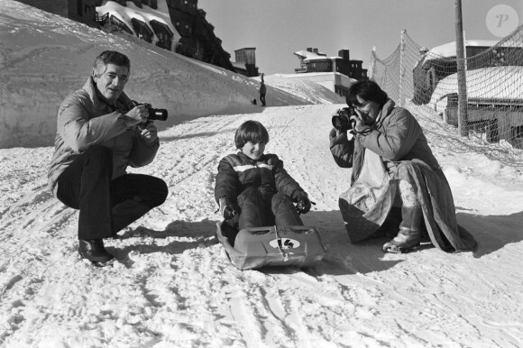 En France, à Avoriaz, rendez-vous Jacques Demy, sa femme Agnès Varda et leur fils Mathieu lors du 10ème Festival d'Avoriaz Le 20 janvier 1982 © Alain Canu via Bestimage