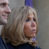 Le président Emmanuel Macron, la première dame Brigitte Macron - Le président de la République française et sa femme accueillent le roi et la reine de Jordanie au palais de l'Elysée à Paris le 29 mars 2019. © Stéphane Lemouton / Bestimage