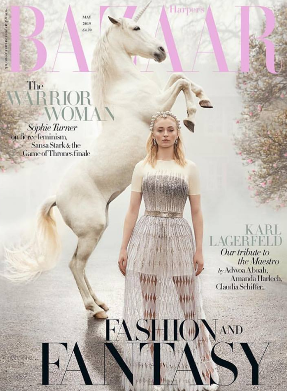 Sophie Turner en couverture du magazine anglais "Harper's Bazaar" - mai 2019.