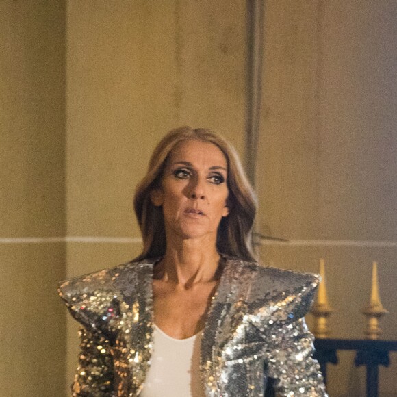 Céline Dion en tournage pour la maison L'Oréal à l'hôtel Plaza Athénée à Paris, France, le 30 janvier 2019.