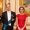 Kate Middleton portant la tiare Lover's Knot en 2016, au côté du prince William pour une réception à Buckingham Palace.