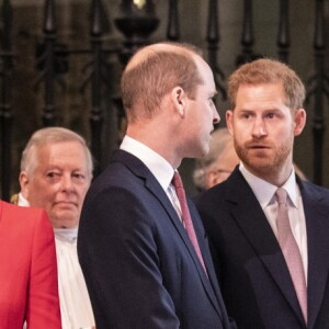 Catherine Kate Middleton, duchesse de Cambridge, le prince William, duc de Cambridge, le prince Harry, duc de Sussex, Meghan Markle, enceinte, duchesse de Sussex, le prince Charles, prince de Galles lors de la messe en l'honneur de la journée du Commonwealth à l'abbaye de Westminster à Londres le 11 mars 2019.