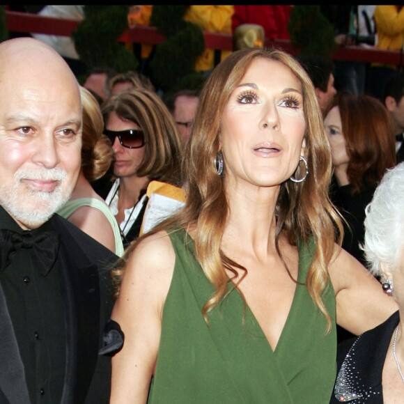 Céline Dion, Thérèse Dion et René Angélil aux Oscars, à Los Angeles, le 24 février 2007