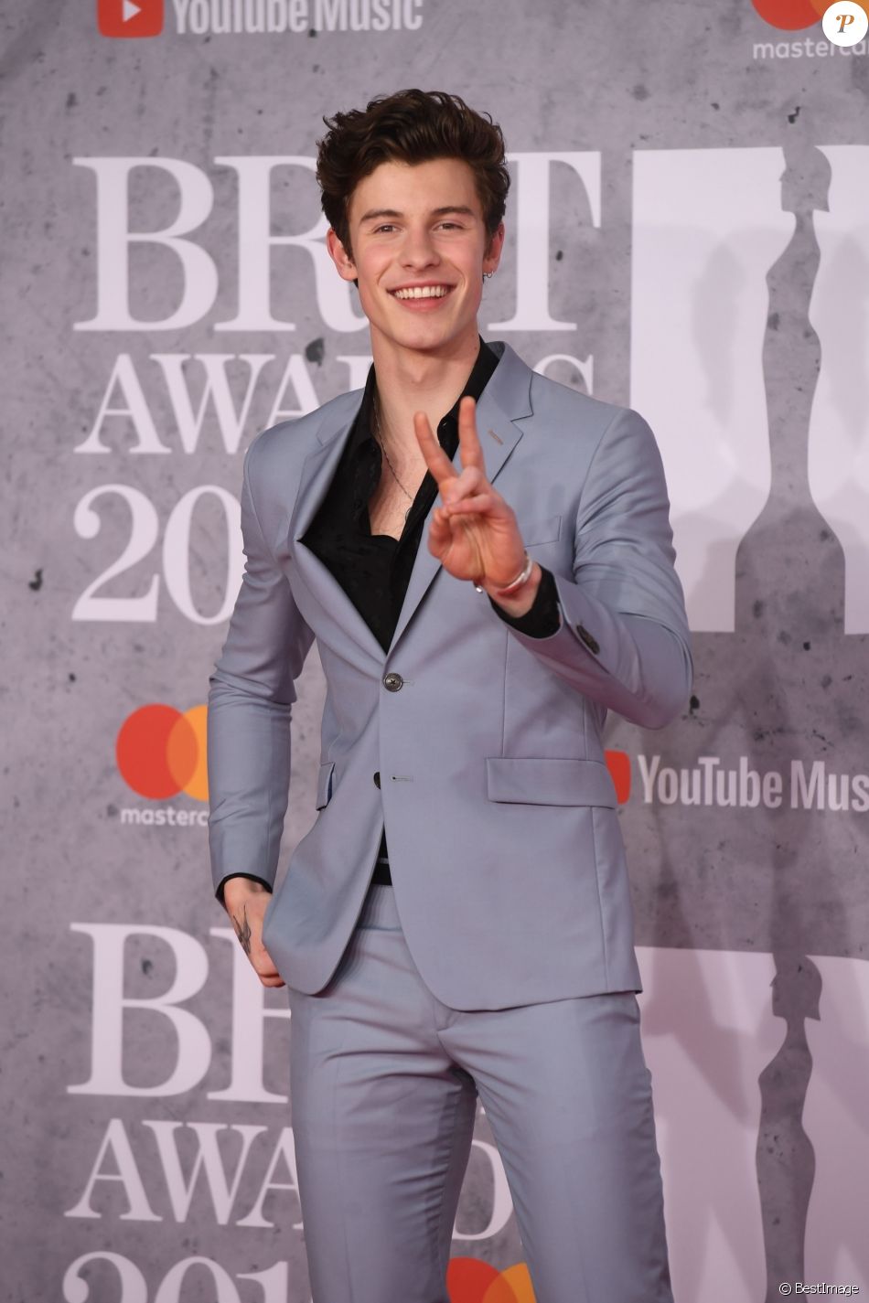 Shawn Mendes Au Photocall De La Cérémonie Des Brit Awards 2019 à Lo2 Arena à Londres Le 20