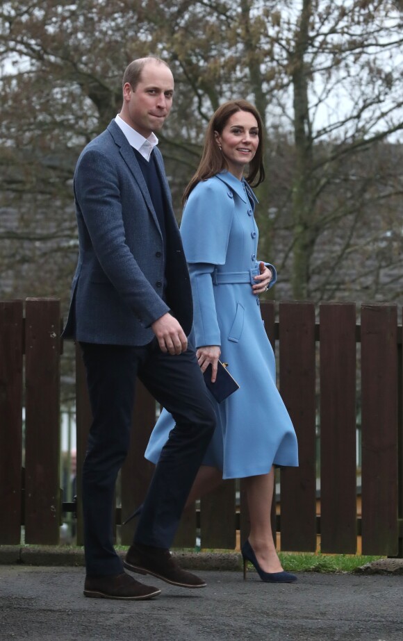 Le prince William, duc de Cambridge, et Kate Catherine Middleton, duchesse de Cambridge en visite au centre "SureStart Facility" à Ballymena lors de leur voyage officiel en Irlande. Le 28 février 2019
