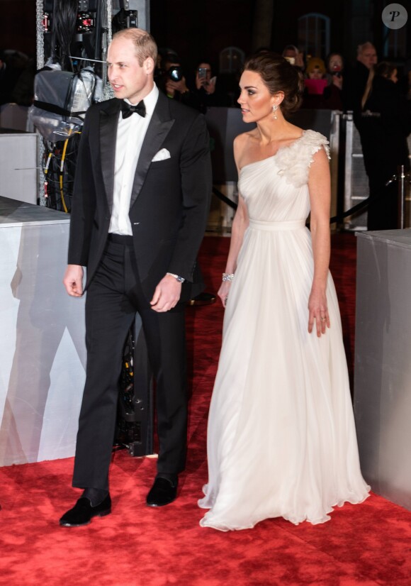 Le prince William, duc de Cambridge, et Kate Catherine Middleton, duchesse de Cambridge - 72ème cérémonie annuelle des BAFTA Awards (British Academy Film Awards 2019) au Royal Albert Hall à Londres. Le 10 février 2019